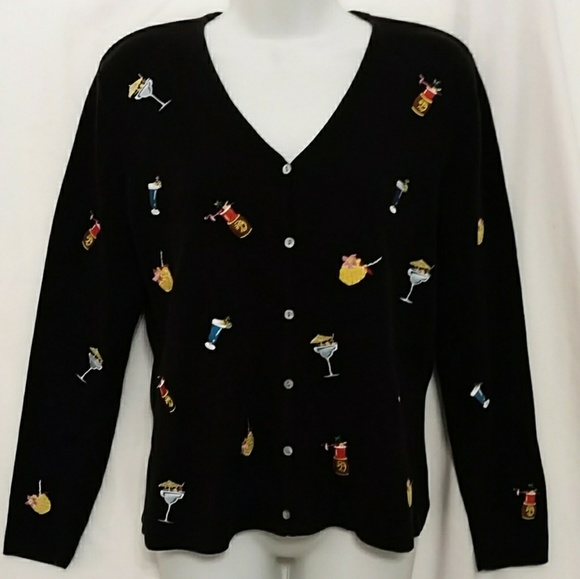 Vintage Embroidered Tropical Drink Cardigan - Picture 2 of 8